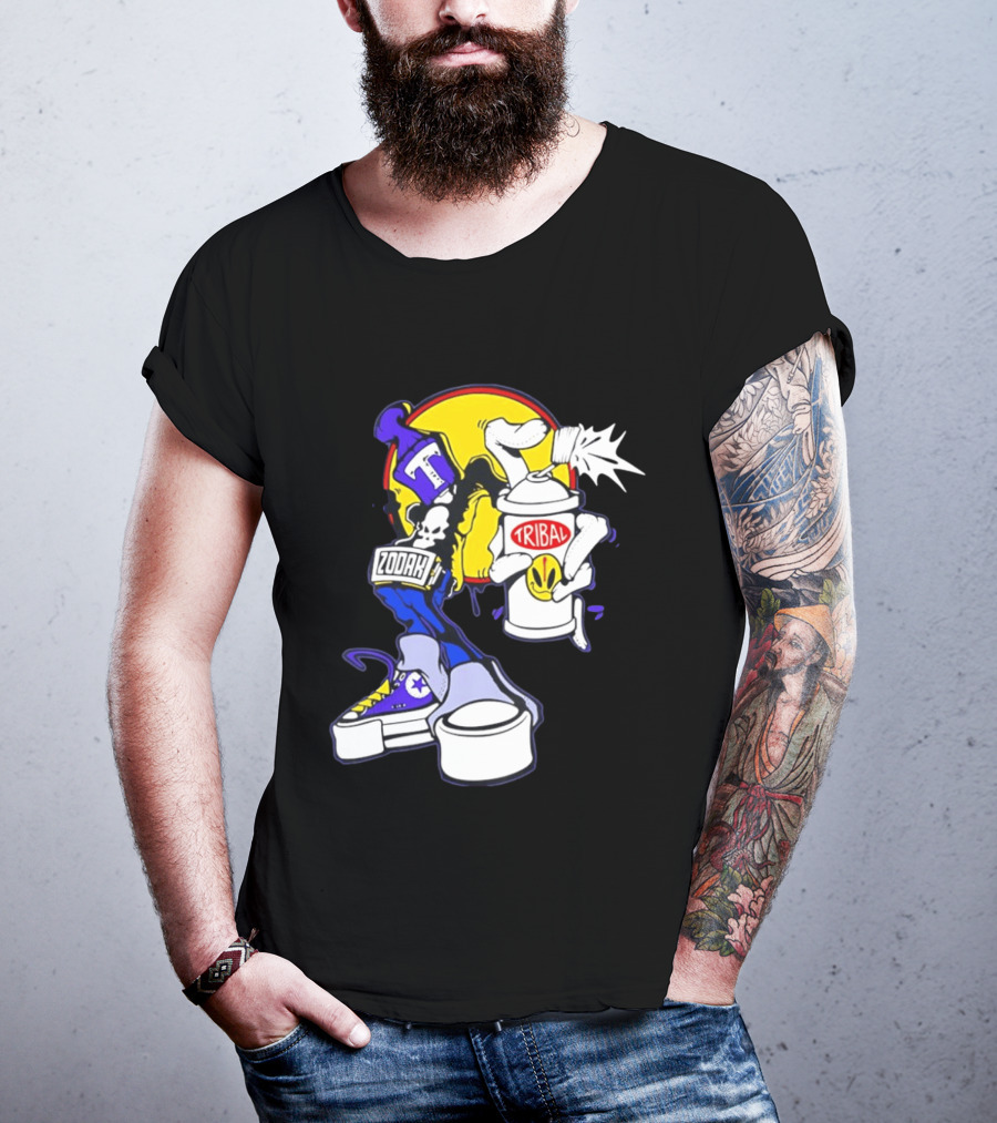 Tribal Zodak Graffiti Urban Streetwear Style Retro Hip Hop T-Shirt