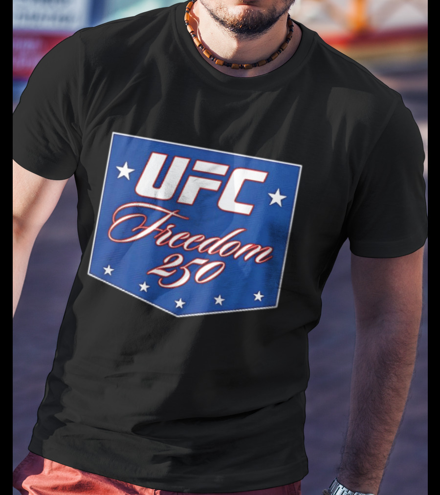 UFC Freedom 250 Stars And Script On Blue T-Shirt