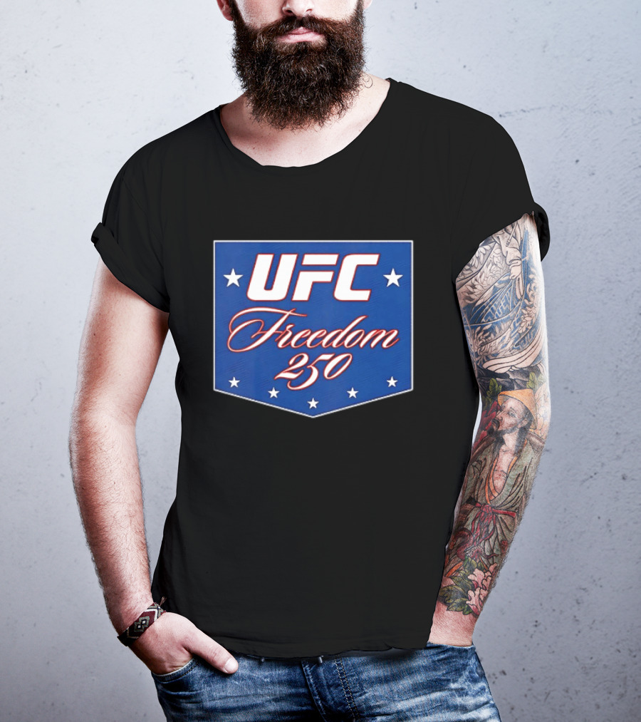 UFC Freedom 250 Stars And Script On Blue T-Shirt