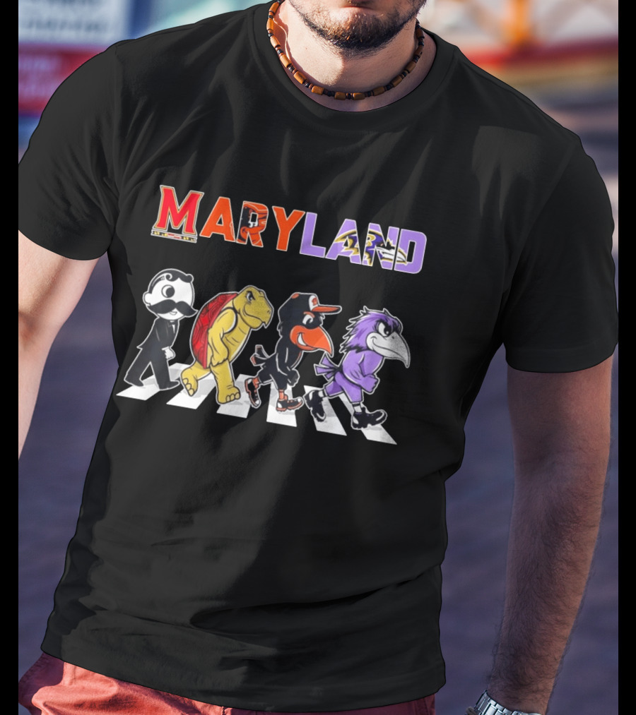 Abbey Road Natty Boh Testudo Oriole Raven Crossing Maryland Ravens Orioles T-Shirt