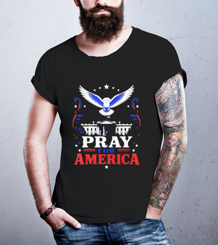 Pray For America White House Dove Patriotic T-Shirt