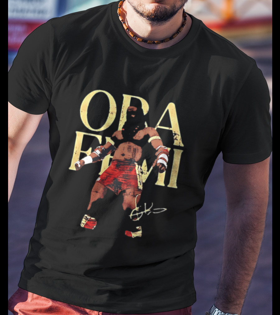 Oba Femi Obi Femi Boxing Warrior Red Shorts Pose T-Shirt