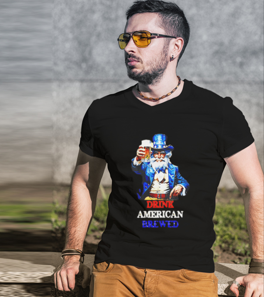 PlanetBeerGear Drink American Brewed Uncle Sam Beer Cheers T-Shirt