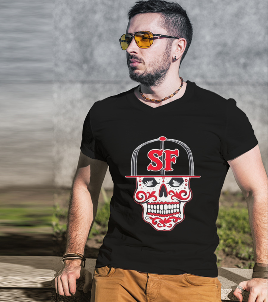 Sf Sugar Skull San Francisco Hat Baseball T-Shirt
