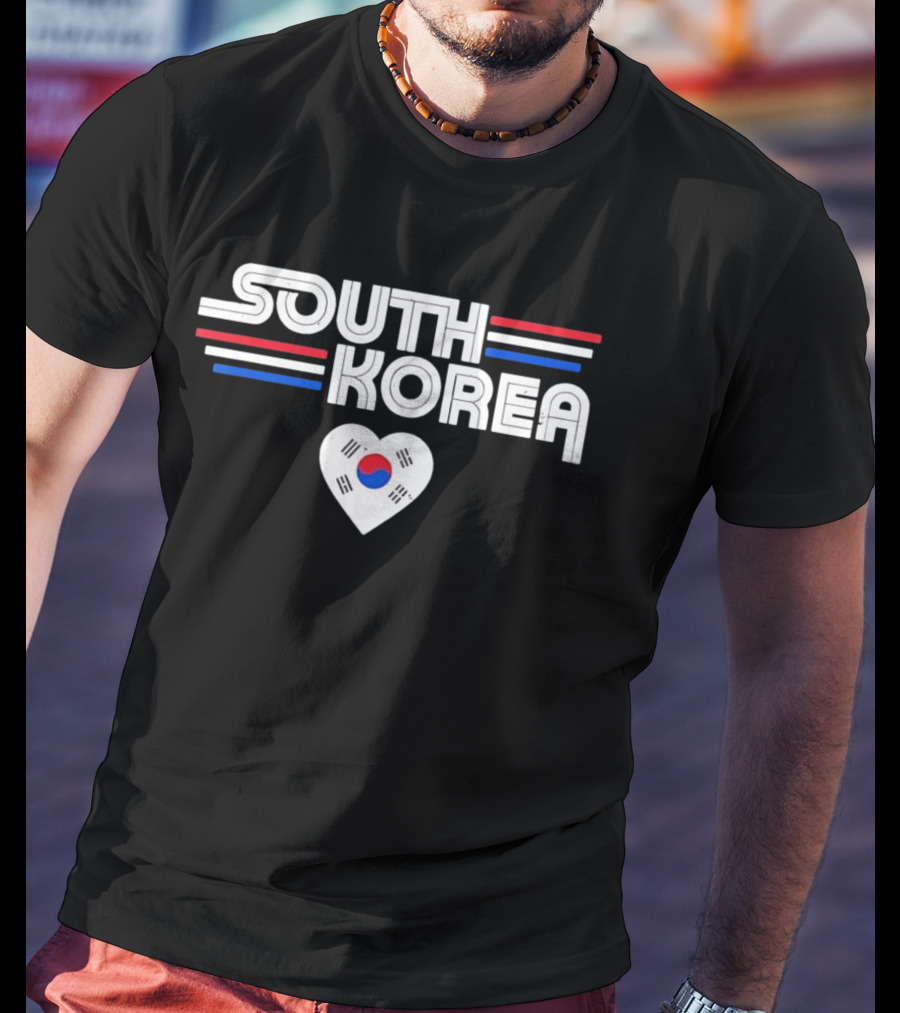 South Korea Heart Flag With Red And Blue Stripes T-Shirt