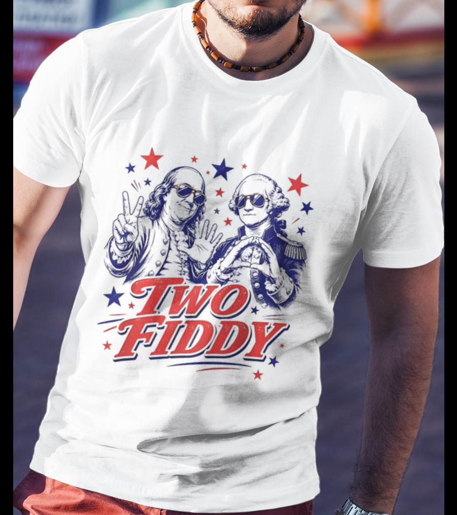 Benjamin Franklin George Washington Two Fiddy America 250 Years Anniversary Celebration T-Shirt