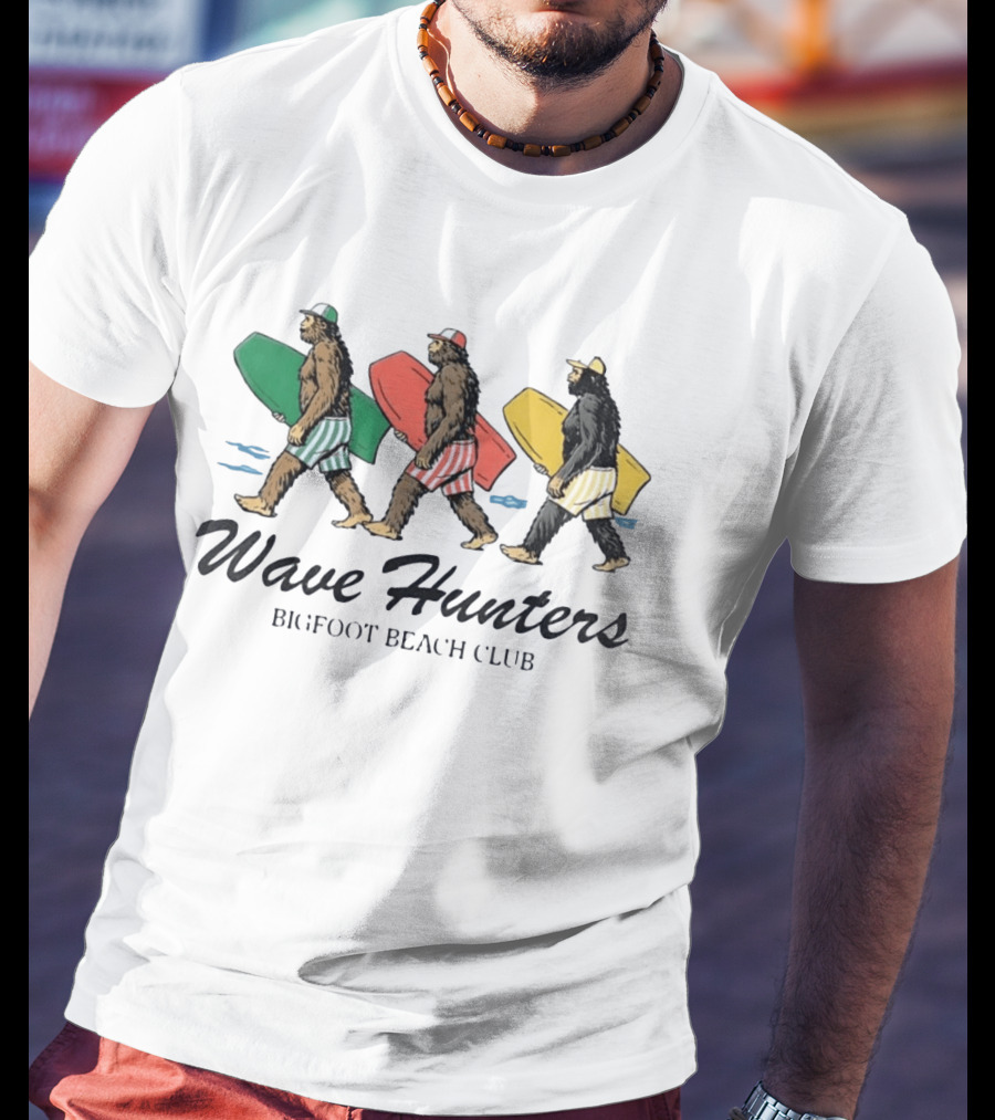 Wave Hunters Bigfoot Beach Club Surfing Adventure T-Shirt