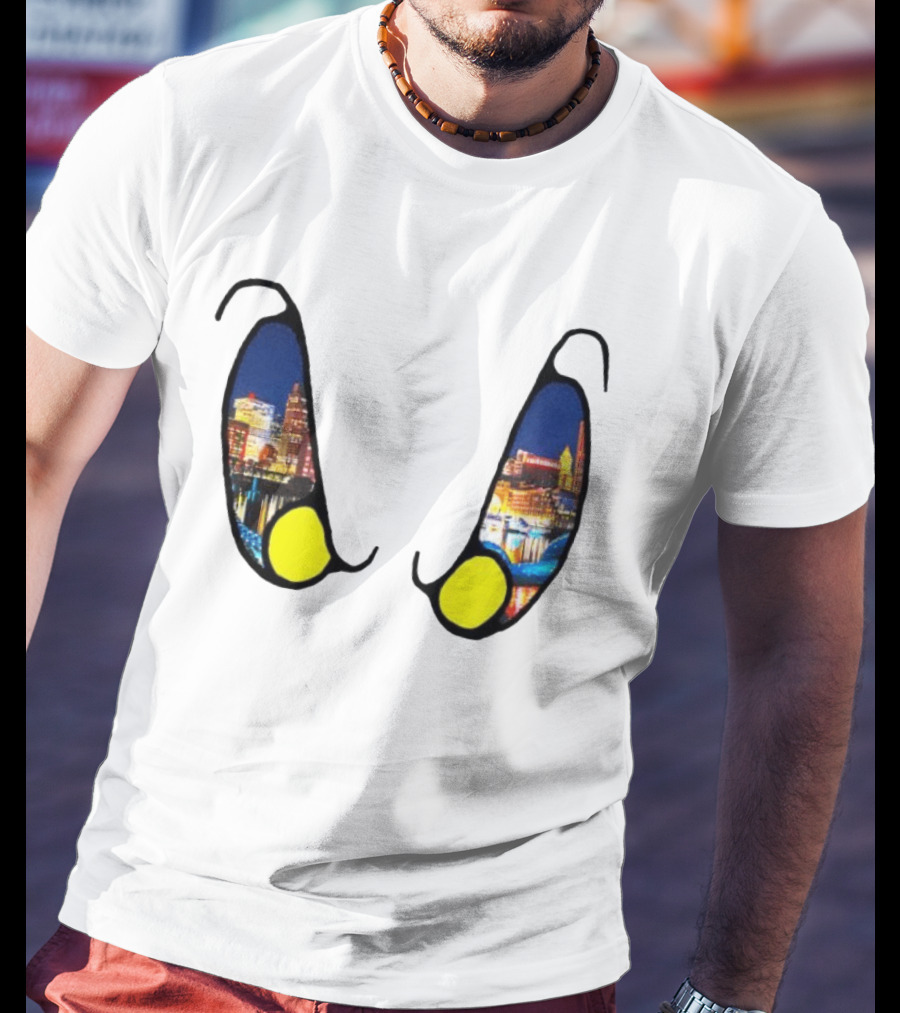 Boston Nightlife Cityscape Reflection In Eyes T-Shirt
