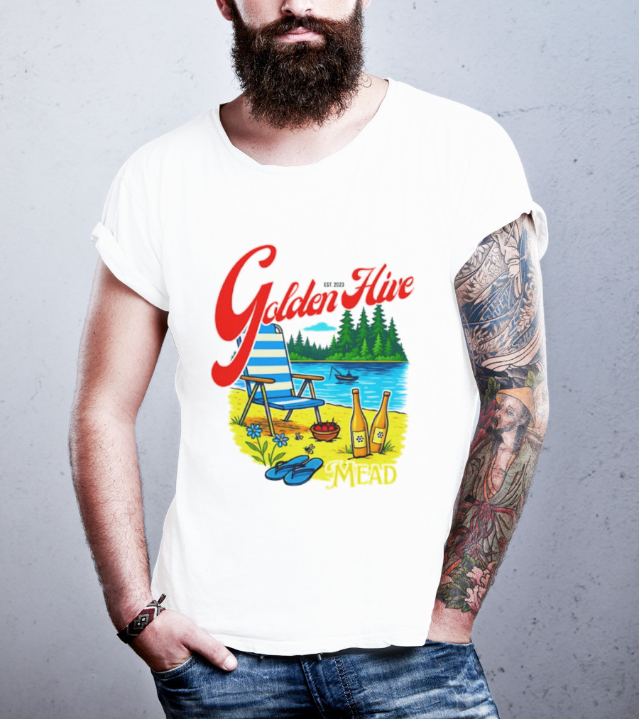 Golden Hive Mead Est 2023 Lakefront Bliss Vintage Escape T-Shirt