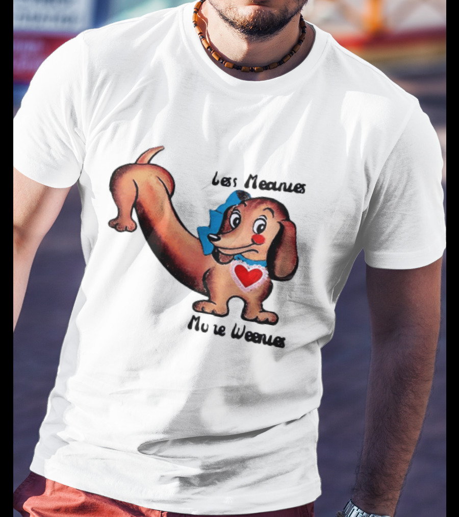 Less Meanies More Weenies Cute Dachshund With Heart And Bow T-Shirt