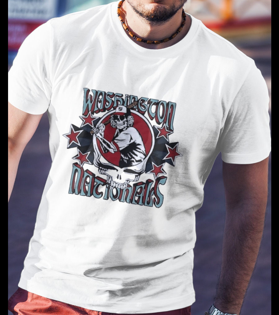 Nostalgic Washington Nationals Baseball Skeleton Batter Star T-Shirt