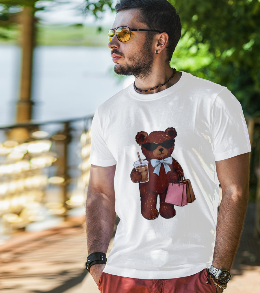 Cool Teddy Bear Shopping With Treats And Accessories T-Shirt