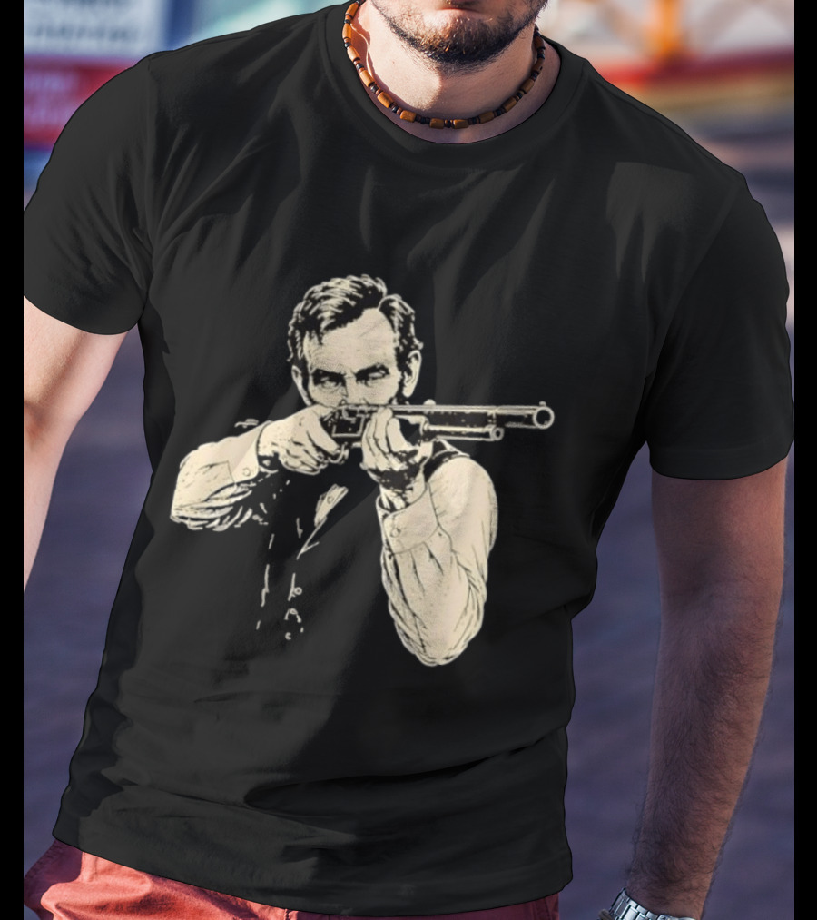 Abraham Lincoln With Lever Action Rifle Famous United States President T-Shirt