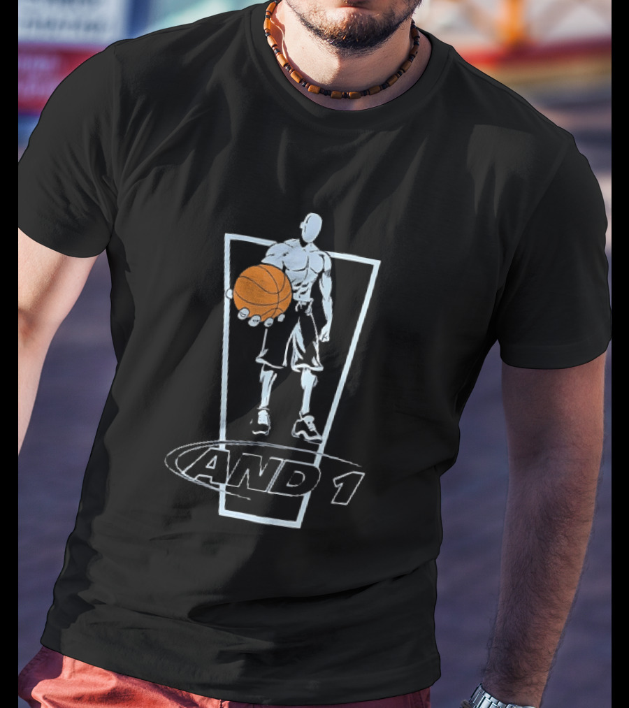 AND 1 Basketball Player With Orange Ball T-Shirt