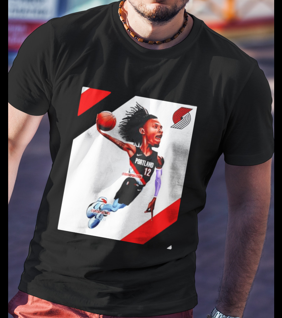 Portland Trail Blazers Ja Morant Crossover Art Dunking Basketball Player Jersey 12 T-Shirt