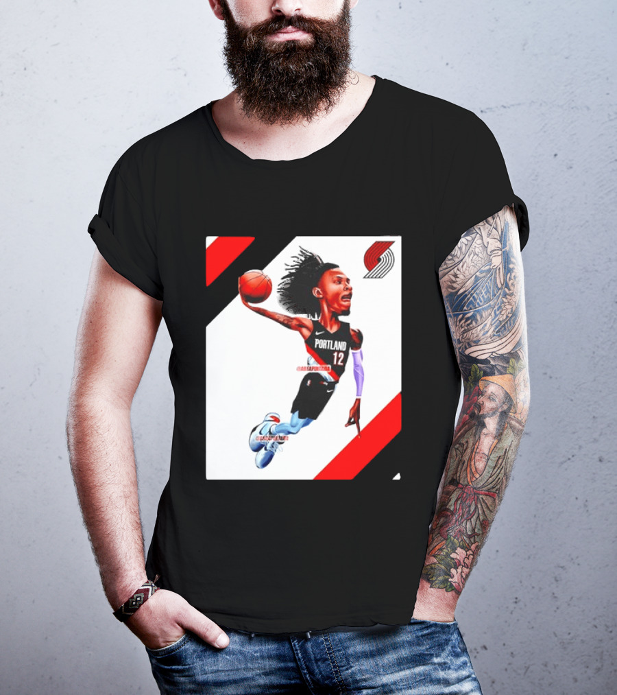 Portland Trail Blazers Ja Morant Crossover Art Dunking Basketball Player Jersey 12 T-Shirt