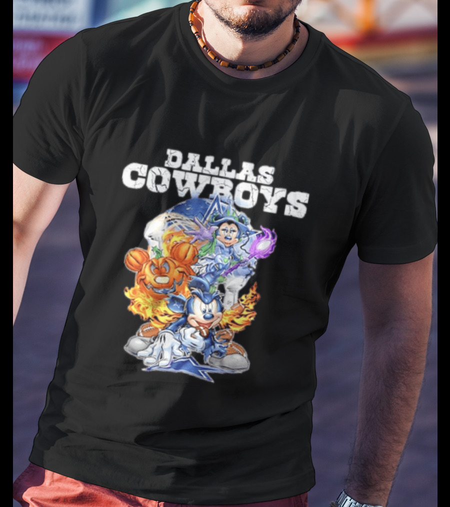 Dallas Cowboys Disney Halloween Mickey Pumpkin Magic Collaboration T-Shirt