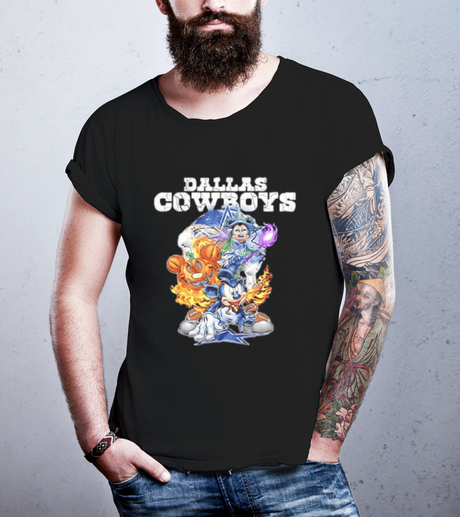 Dallas Cowboys Disney Halloween Mickey Pumpkin Magic Collaboration T-Shirt