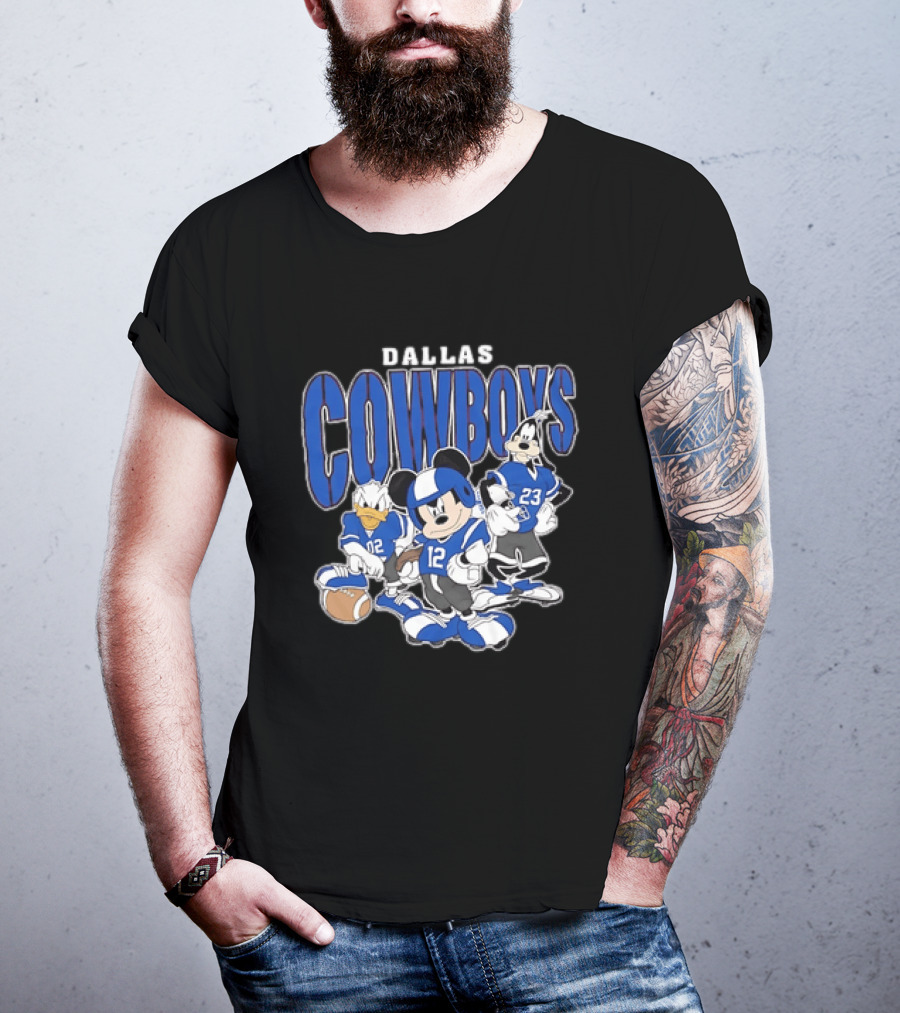 Dallas Cowboys Mickey Mouse Donald Duck Goofy Football Team Collaboration T-Shirt