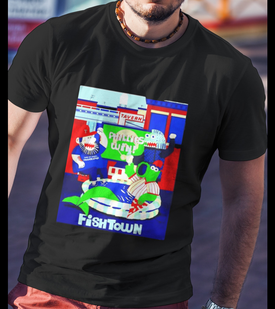 Phillies Win City Of Neighborhoods Fishtown Phillies Phanatic Tavern Scene T-Shirt