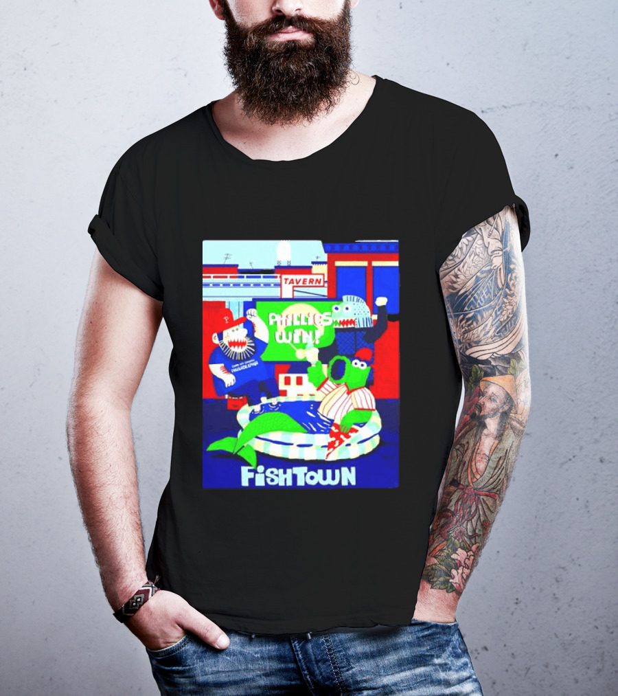 Phillies Win City Of Neighborhoods Fishtown Phillies Phanatic Tavern Scene T-Shirt