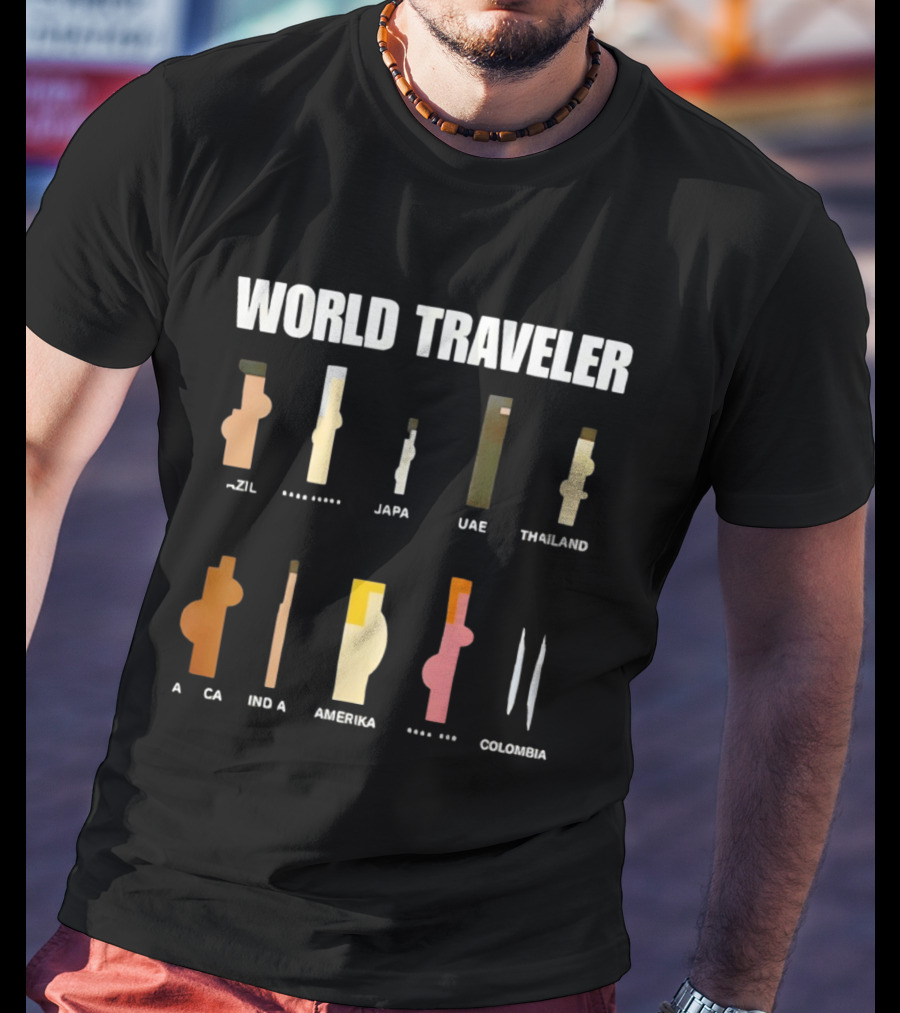 World Traveler Brazil Japan UAE Thailand Africa India America Colombia 2026 T-Shirt