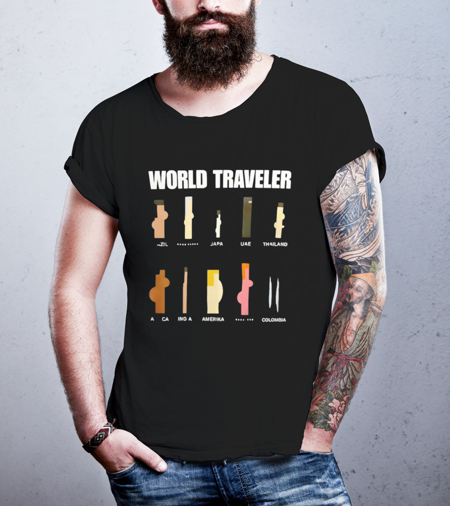 World Traveler Brazil Japan UAE Thailand Africa India America Colombia 2026 T-Shirt