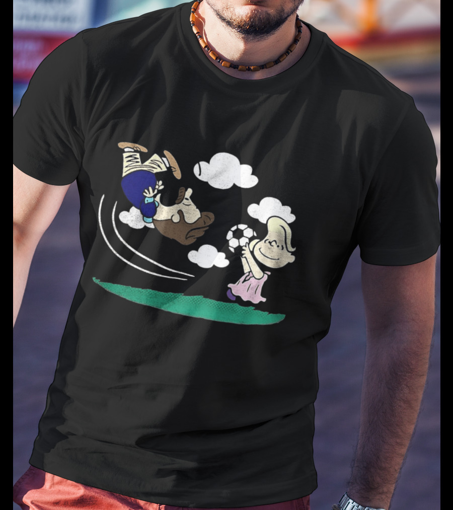 Ted And Rebecca Lucy Van Pelt Lassonuts Peanuts Football Kick T-Shirt