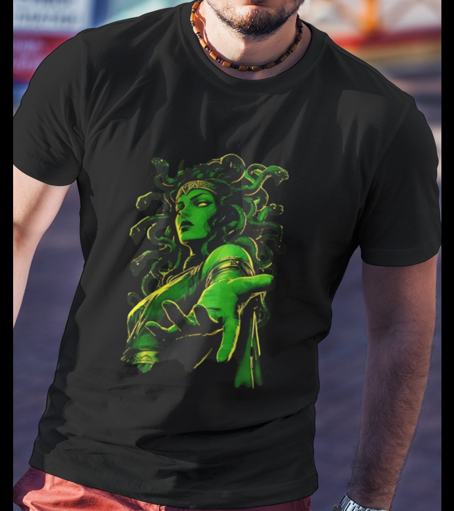 Medusa Mythology You Won't Feel A Thing Green Aura Serpent Hair T-Shirt