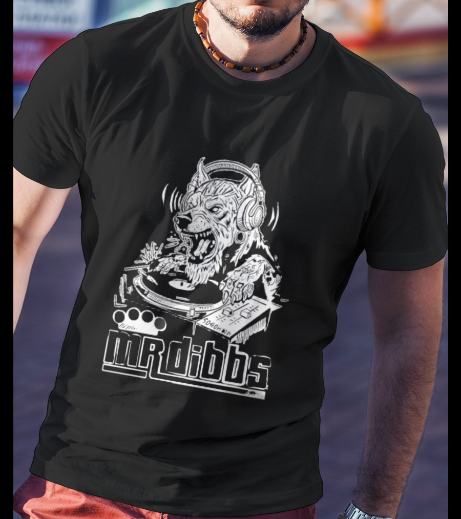 Mr Dibbs Werewolf DJ Sound Wave Technics 1200 Turntable T-Shirt