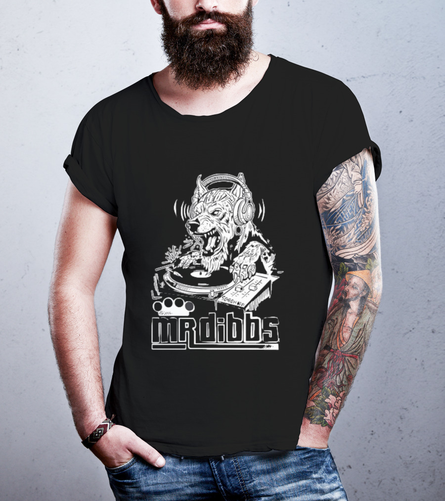 Mr Dibbs Werewolf DJ Sound Wave Technics 1200 Turntable T-Shirt