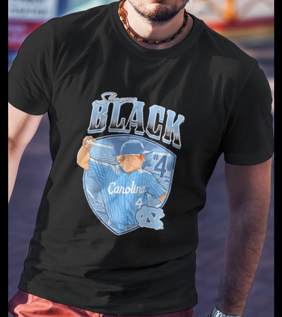 Sawyer Black Carolina Tar Heels #4 Baseball Player T-Shirt
