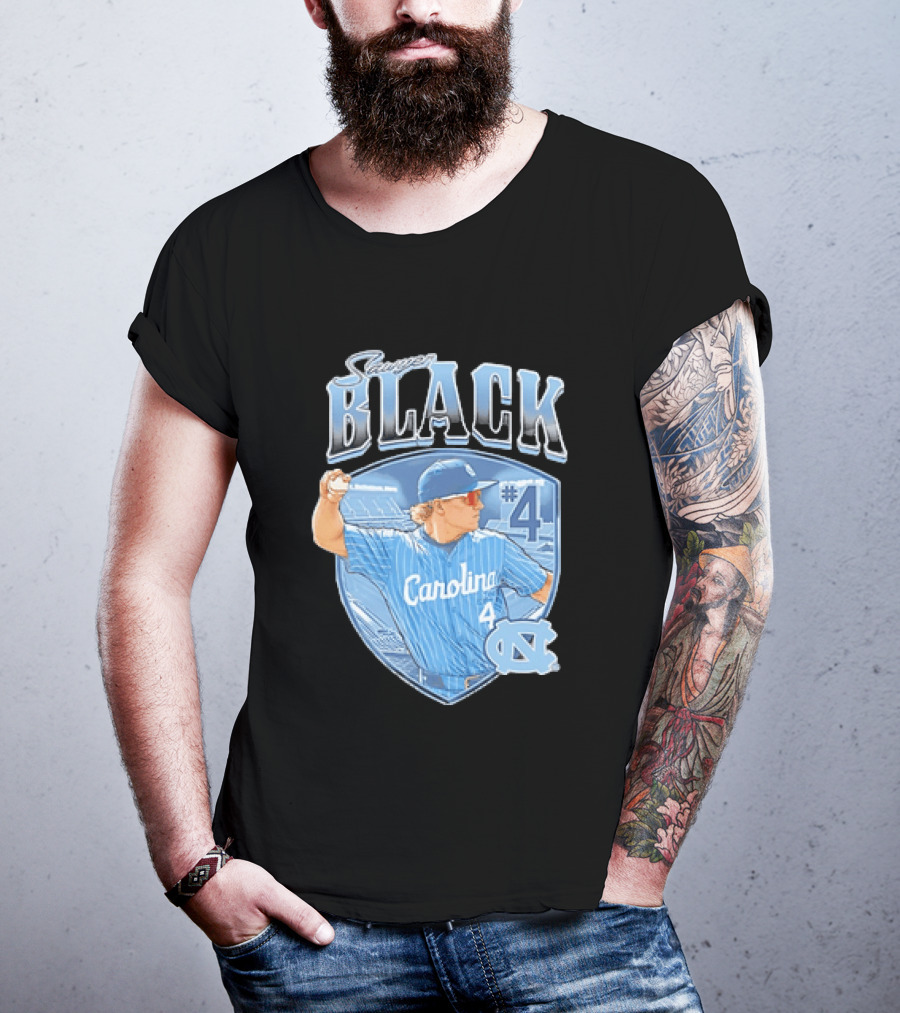 Sawyer Black Carolina Tar Heels #4 Baseball Player T-Shirt