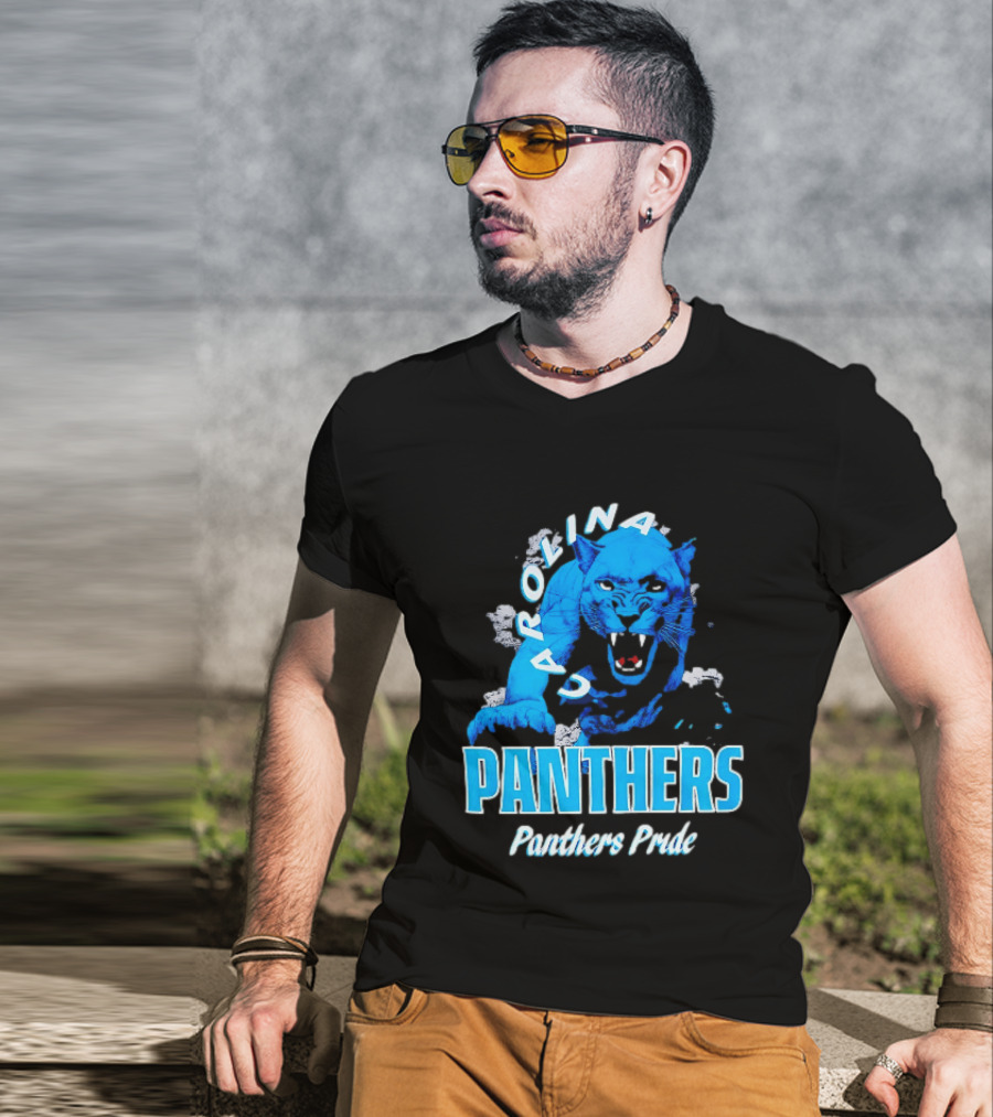 Carolina Panthers Pride Charging Forward Fierce Blue Panther T-Shirt