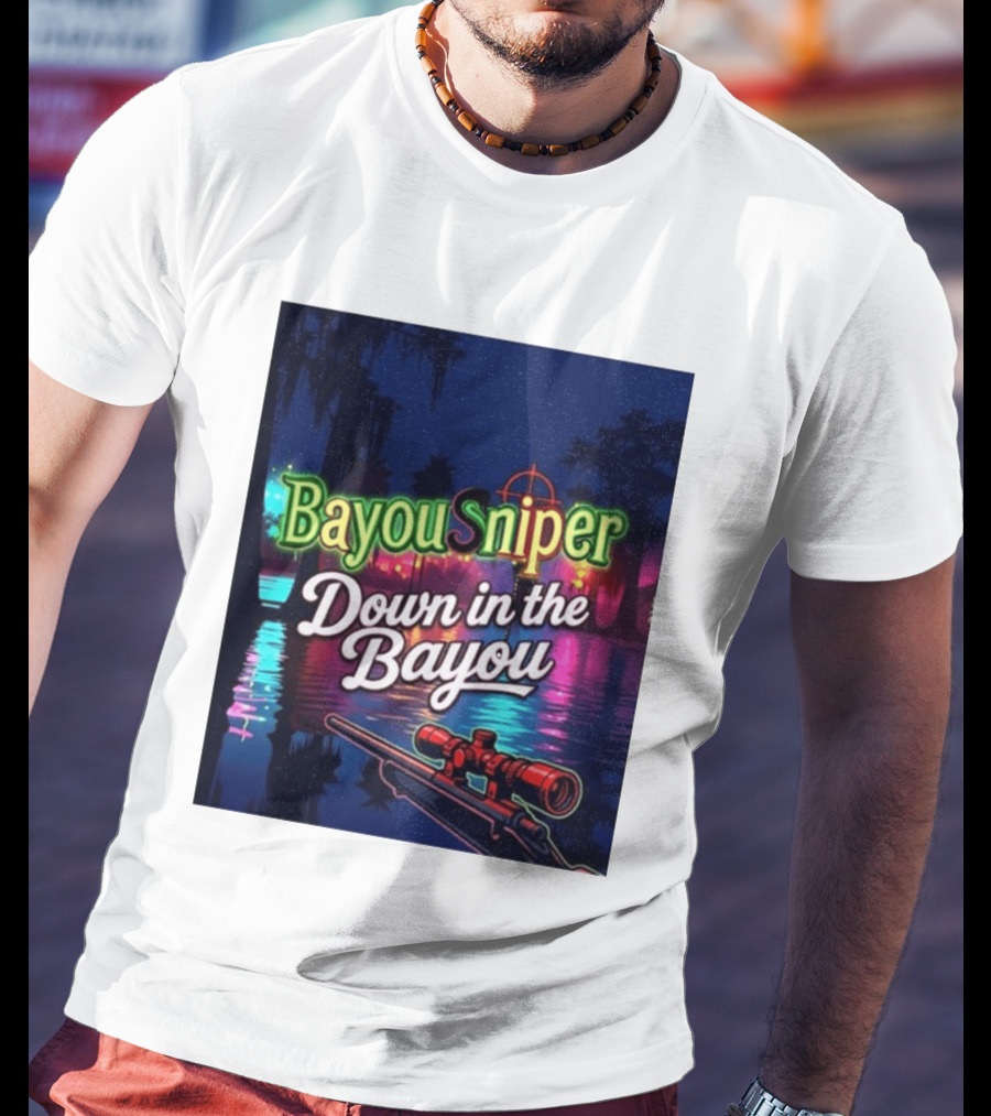 Bayou Sniper Down In The Bayou Retro Night Scene T-Shirt