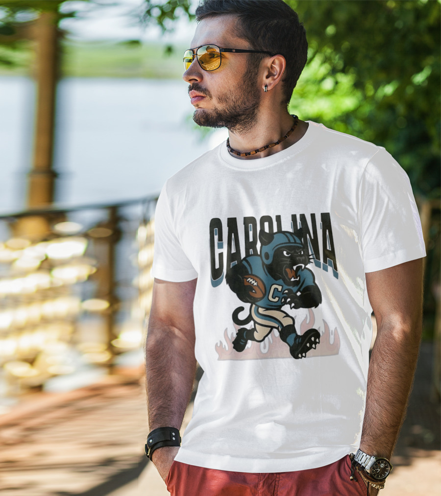 Carolina Panther Football Player Running With Ball T-Shirt