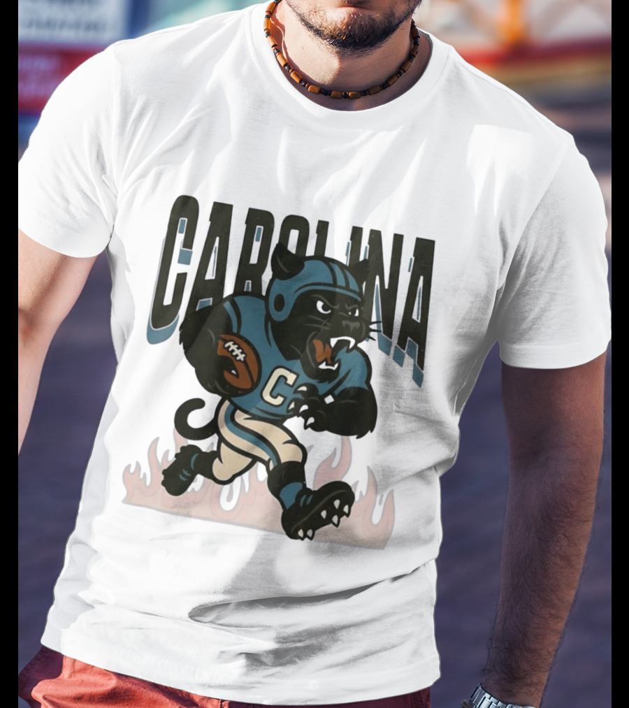 Carolina Panther Football Player Running With Ball T-Shirt