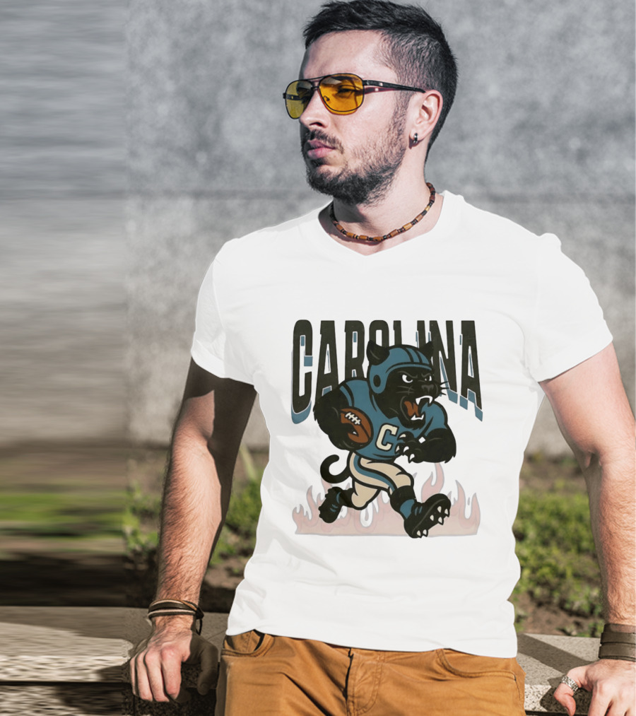 Carolina Panther Football Player Running With Ball T-Shirt