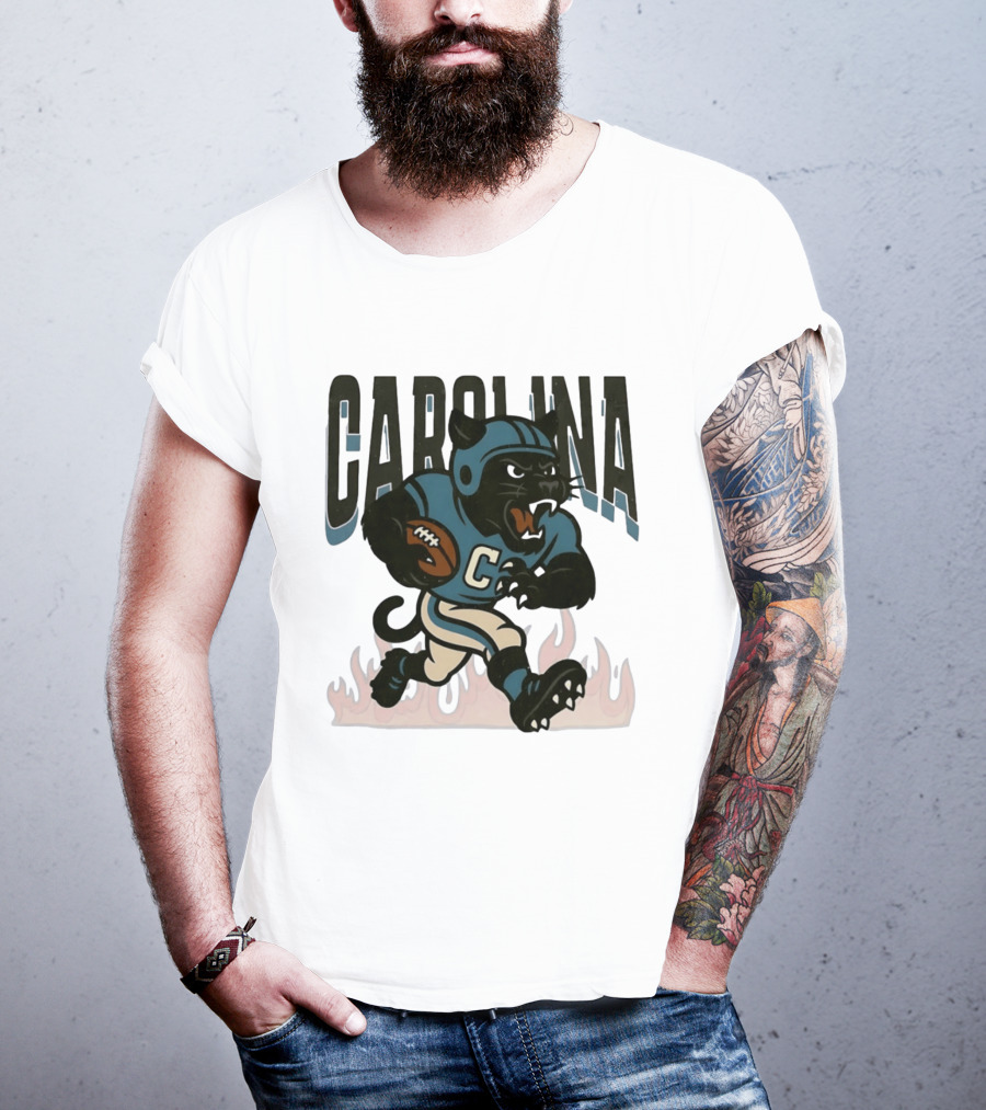 Carolina Panther Football Player Running With Ball T-Shirt