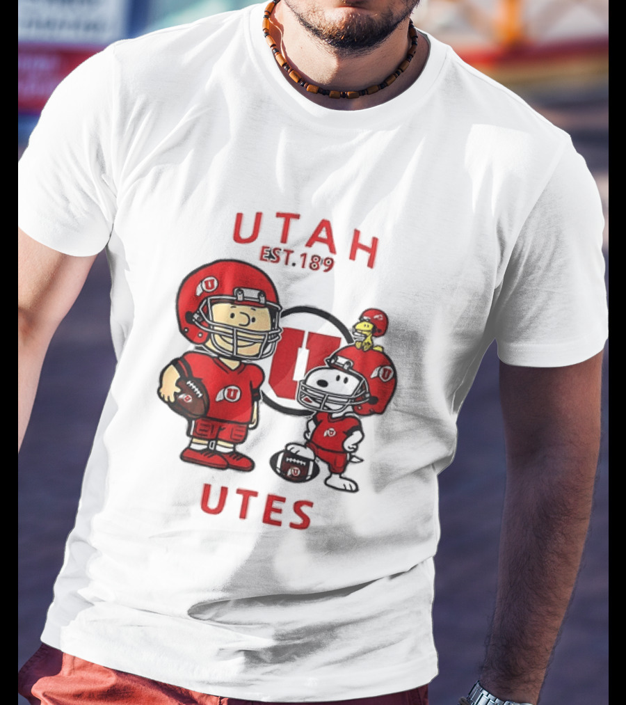 Charlie Brown Snoopy Woodstock Utah Utes EST 1892 Football Team T-Shirt