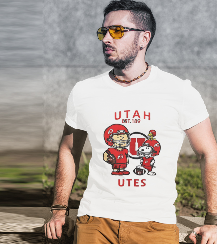 Charlie Brown Snoopy Woodstock Utah Utes EST 1892 Football Team T-Shirt