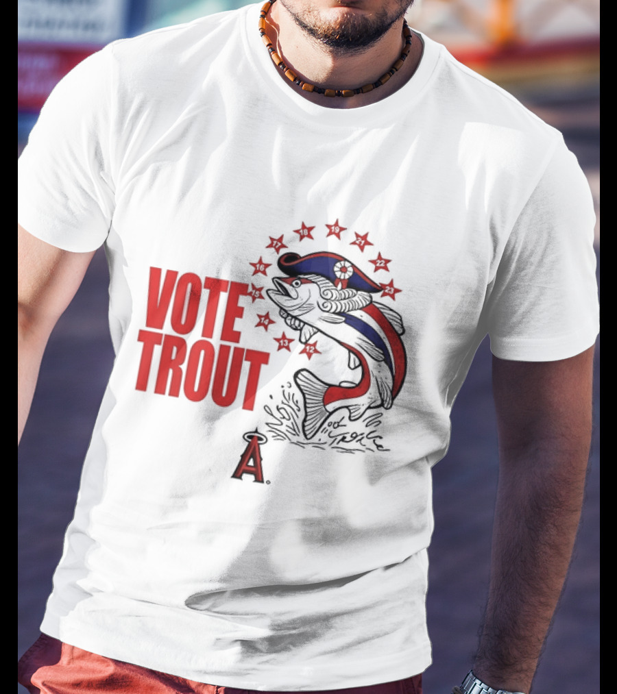 Los Angeles Angels Vote Trout Red Blue Star Fish T-Shirt