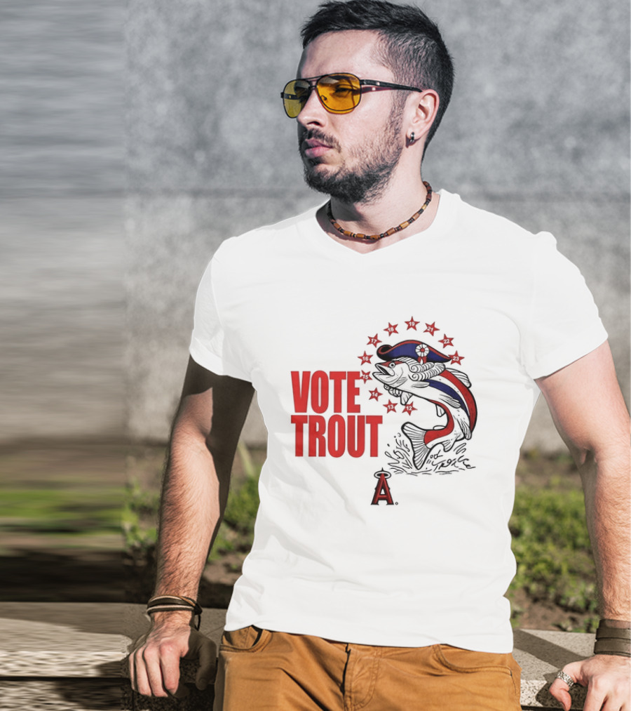 Los Angeles Angels Vote Trout Red Blue Star Fish T-Shirt