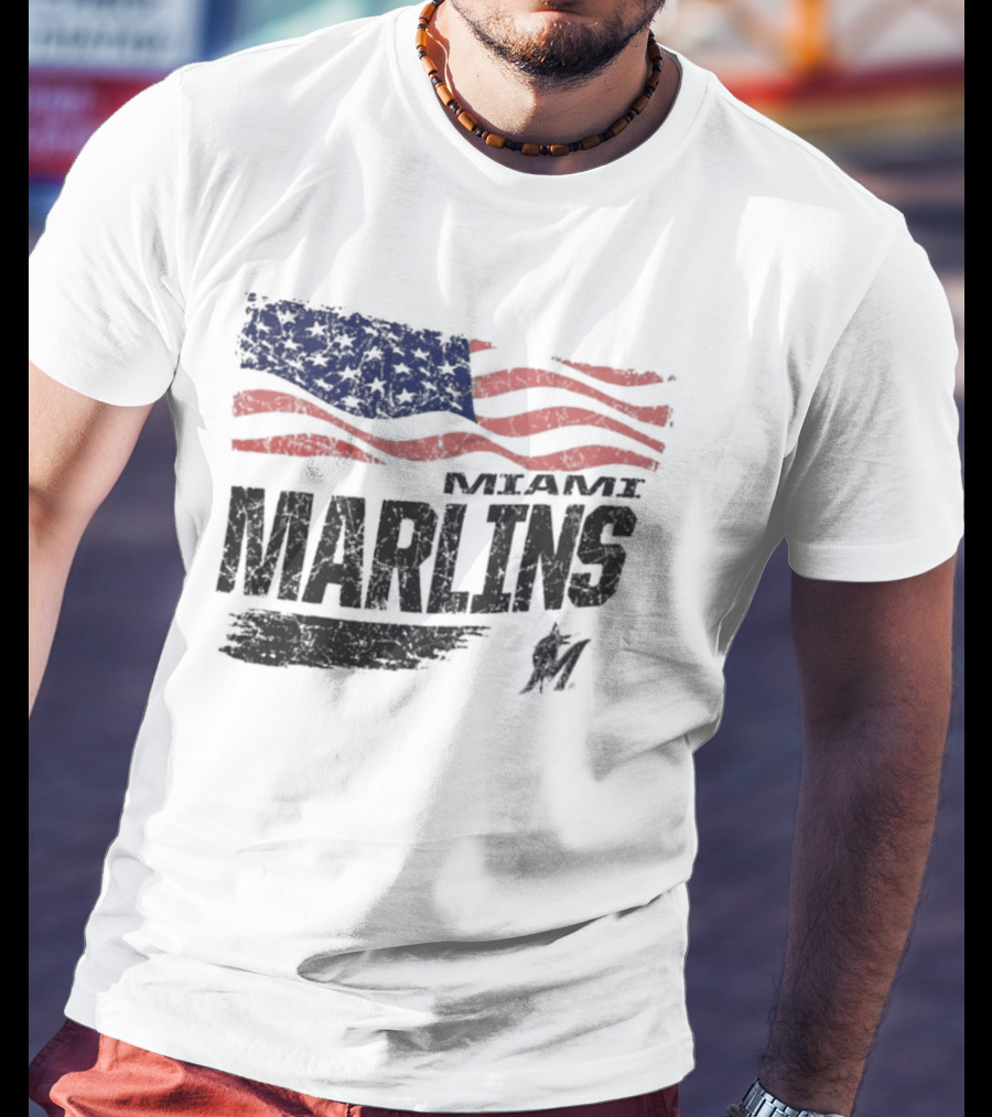Miami Marlins MLB United States Flag T-Shirt