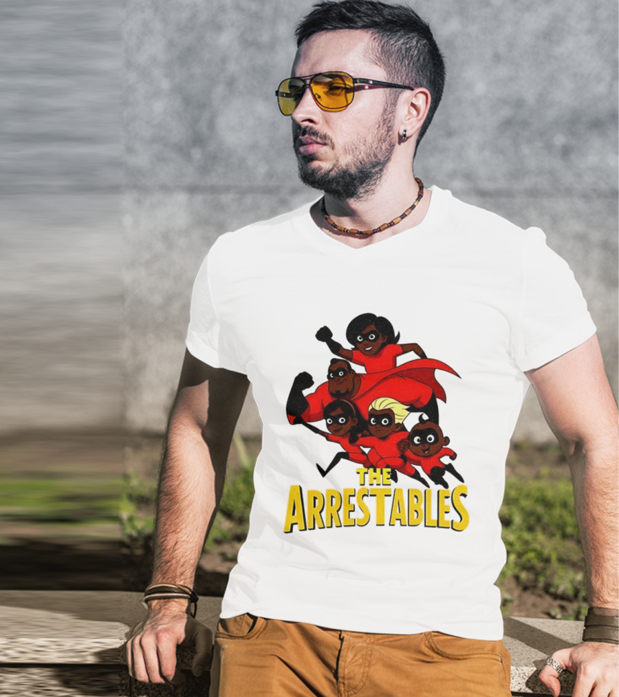 The Arrestables Superhero Family In Red Suits T-Shirt