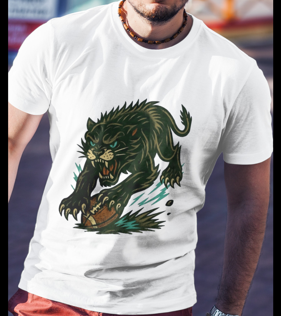 Panther Rushing Football Athletic Team Dynamic Action T-Shirt