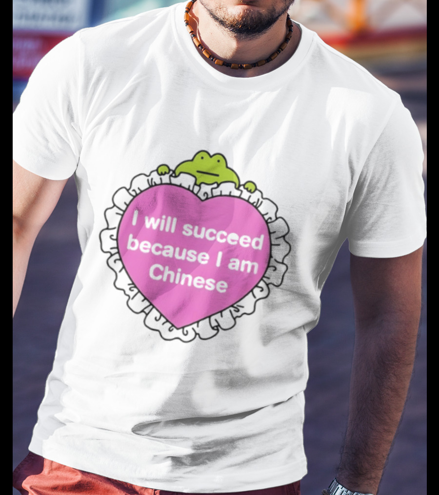 I Will Succeed Because I Am Chinese Pink Heart Frog T-Shirt