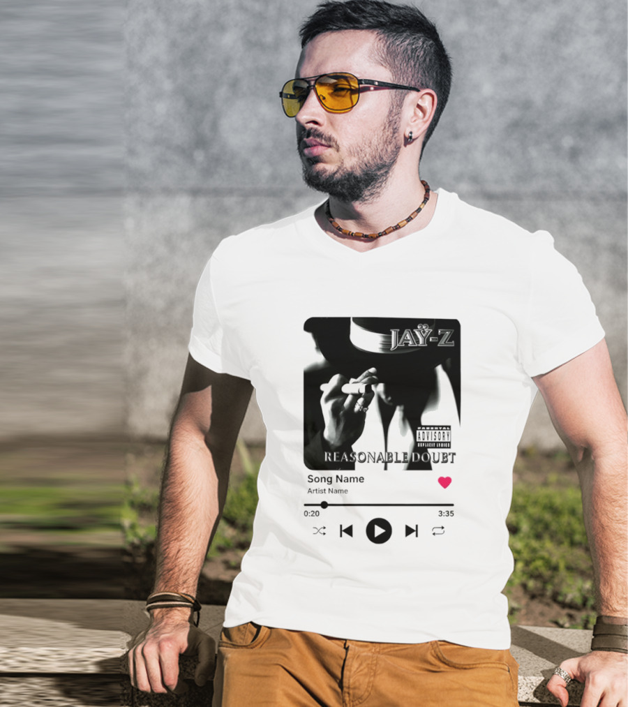 Jay Z Reasonable Doubt Song Name Artist Name Parental Advisory Explicit Content Iconic Album Cover T-Shirt