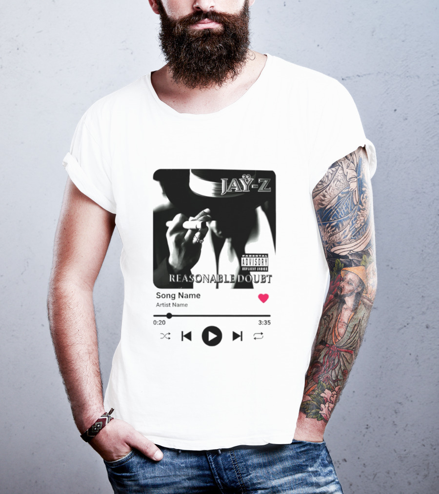 Jay Z Reasonable Doubt Song Name Artist Name Parental Advisory Explicit Content Iconic Album Cover T-Shirt