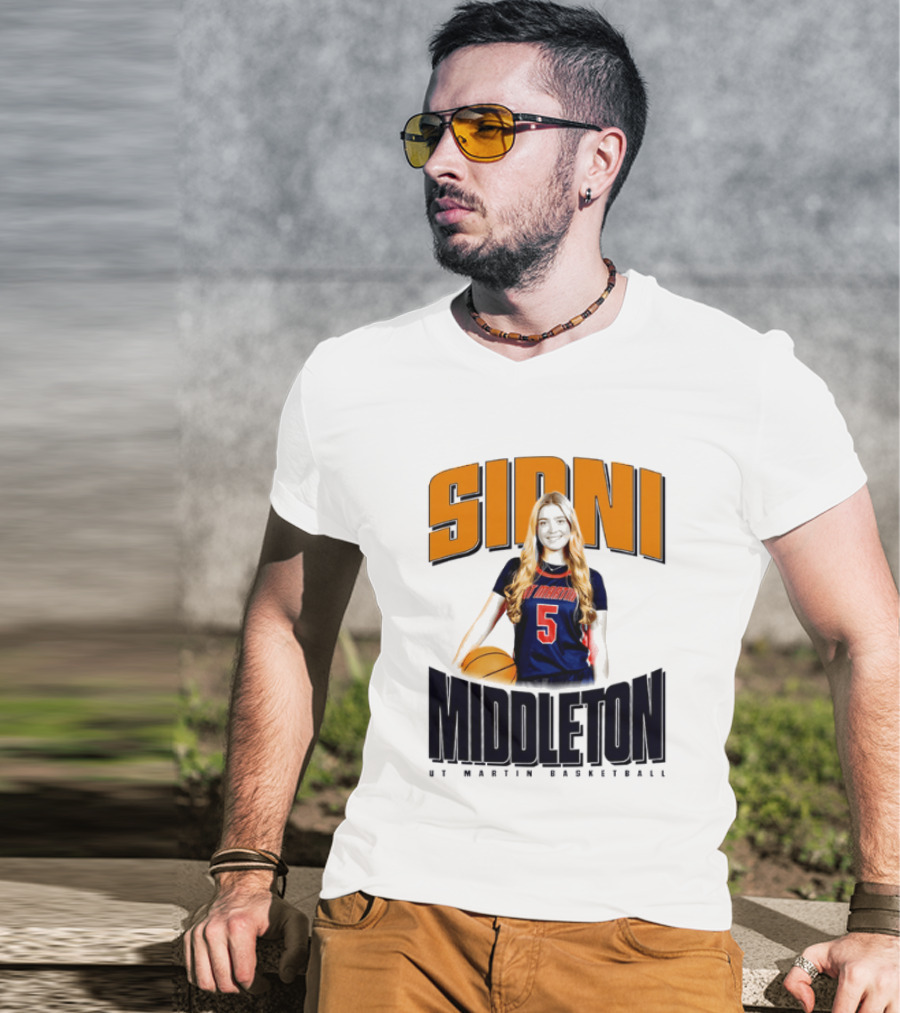 Sidni Middleton 5 UT Martin Skyhawks Basketball T-Shirt
